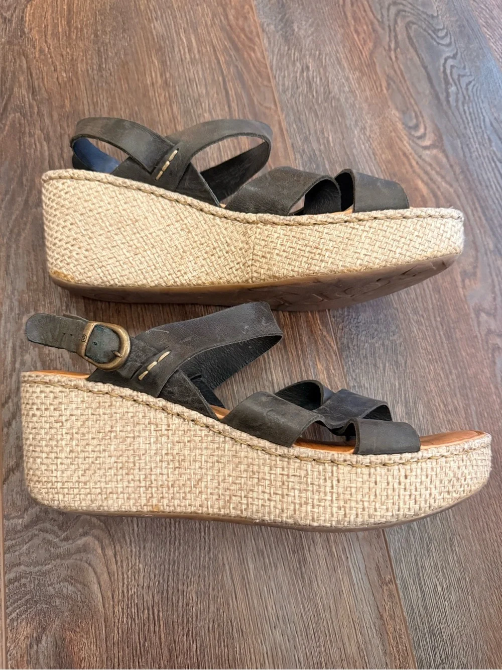 Born Black Leather Platform Sandals